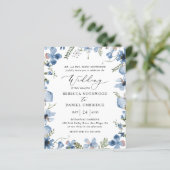 Papier Budget Boho Elegant Faire-part de mariage Bleu (Debout devant)