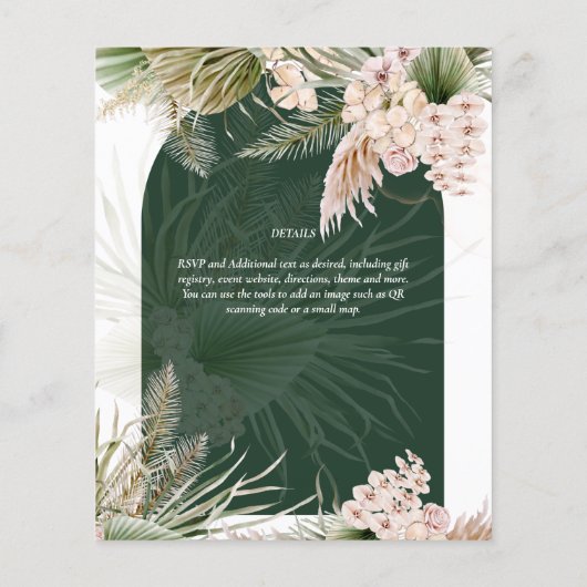 Papier BUDGET BOHO Emerald Green Pampas Grass Mariage (Dos)