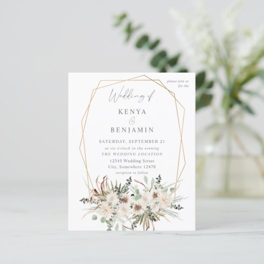 Papier Budget Boho Eucalyptus & Beige Floral Mariage 2 (Debout devant)