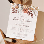 Papier Budget Boho Fall Floral Bridal Luncheon Invitation<br><div class="desc">Invitation à déjeuner nuptiale de style bohème moderne avec des fleurs d'aquarelle et des feuilles de chute dans les tons terre comme rouille,  orange brûlé et terre cuite. Un choix parfait pour les mariages d'automne.</div>