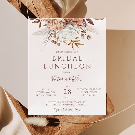 Papier Budget Boho Fall Floral Bridal Luncheon Invitation