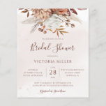 Papier Budget Boho Fall Floral Bridal Shower Invitation<br><div class="desc">Invitation à la douche nuptiale de style bohème moderne avec des fleurs d'aquarelle et des feuilles de chute dans les tons terre comme rouille brun,  orange brûlé et terre cuite. Un choix parfait pour les mariages d'automne.</div>