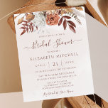 Papier Budget Boho Fall Floral Bridal Shower Invitation<br><div class="desc">Invitation à la douche nuptiale de style bohème moderne avec des fleurs d'aquarelle et des feuilles de chute dans les tons terre comme rouille brun,  orange brûlé et terre cuite. Un choix parfait pour les mariages d'automne.</div>