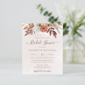 Papier Budget Boho Fall Floral Bridal Shower Invitation (Debout devant)