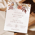 Papier Budget Boho Fall Floral Folial Folid Faire-part de<br><div class="desc">Faire-part de mariage moderne de style bohème avec des fleurs d'aquarelle et des feuilles de chute dans les tons de terre comme rouille brun,  orange brûlé et terre cuite. Un choix parfait pour les mariages d'automne.</div>