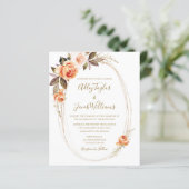 Papier Budget Boho Fall Floral Orange Faire-part de maria (Debout devant)