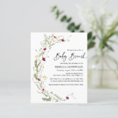 Papier Budget Boho Fleur sauvage Baby Brunch Invitation (Debout devant)