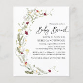 Papier Budget Boho Fleur sauvage Baby Brunch Invitation (Devant)