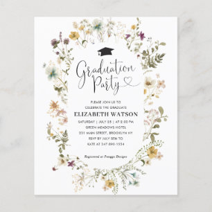 Papier Budget Boho Fleur sauvage Floral Graduation Party