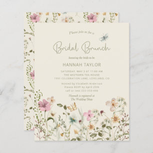 Papier Budget Boho Fleur sauvage Invitation de Brunch de