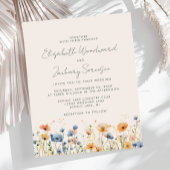 Papier Budget Boho Fleur sauvage Orange Blue Wedding Invi