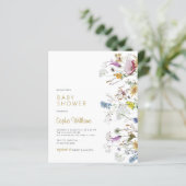 Papier Budget Boho Fleurs sauvages Baby shower Invitation (Debout devant)