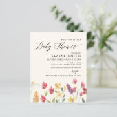Papier Budget Boho Fleurs sauvages bébé douche Invitation (Debout devant)