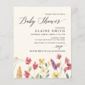Papier Budget Boho Fleurs sauvages bébé douche Invitation (Devant)