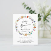 Papier Budget Boho Floral Baby shower Invitation (Debout devant)