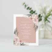 Papier Budget Boho Floral Blush Pink Faire-part de mariag (Debout devant)