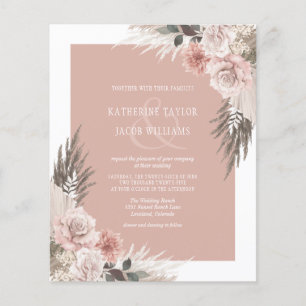Papier Budget Boho Floral Blush Pink Faire-part de mariag