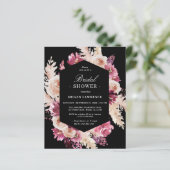 Papier Budget Boho Floral Fête des mariées Black Invitati (Debout devant)