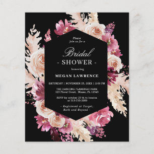 Papier Budget Boho Floral Fête des mariées Black Invitati