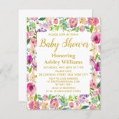 Papier Budget Boho Floral Frame Baby Shower Invitations (Devant / Derrière)