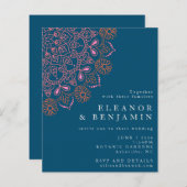 Papier  Budget Boho Floral Mandala Turquoise Blue Mariage (Devant / Derrière)