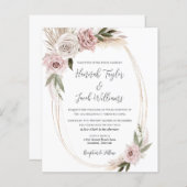 Papier Budget Boho Floral Pampas Grass Faire-part de mari (Devant / Derrière)