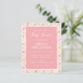 Papier Budget Boho Floral Rose rose Baby shower Invitatio (Debout devant)