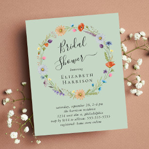 Papier Budget Boho Floral Sage Bridal Shower Invitation