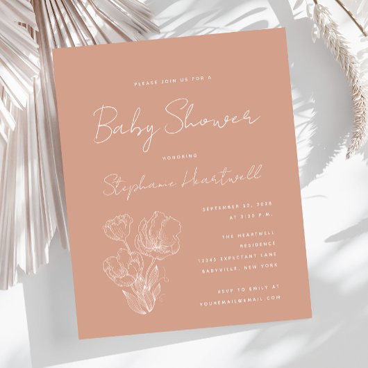 Papier Budget Boho Floral Terracotta Baby shower Invitati