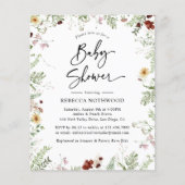 Papier Budget Boho Florals Baby shower Invitation (Devant)