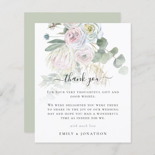 Papier Budget Boho Florals Eucalyptus Mariage Merci (Devant / Derrière)