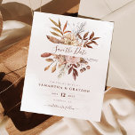 Papier Budget Boho Flowers Mariage de automne Enregistrer<br><div class="desc">Budget de style boho moderne Sauvegardez les cartes de date avec des fleurs d'aquarelle et des feuilles de chute dans les tons terreux comme rouille brun,  orange brûlé et terre cuite. Un choix parfait pour les mariages d'automne.</div>