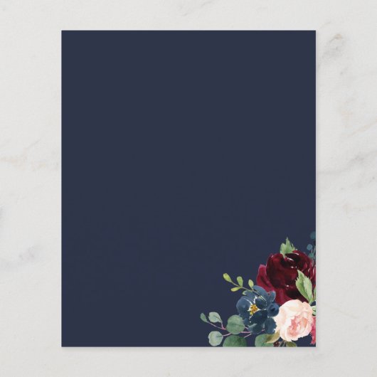 Papier Budget Boho Garden Burgundy Blue Flowers Mariage (Dos)