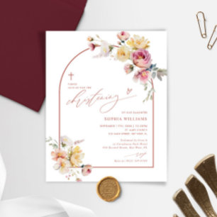 Papier Budget Boho Garden Rose Christening Invitation