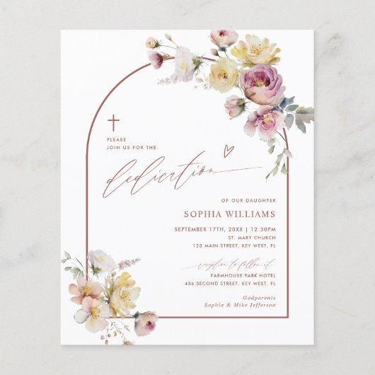 Papier Budget Boho Garden Rose Dedication Invitation (Devant)