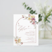 Papier Budget Boho Garden Rose Fleurs Baptême Invitation (Debout devant)