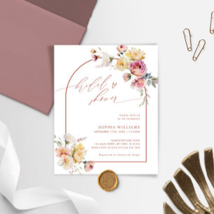 Papier Budget Boho Garden Rose nuptiale douche Invitation
