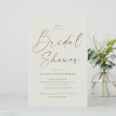 Papier Budget Boho Gold Script Bridal Douche Invitation (Debout devant)