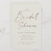Papier Budget Boho Gold Script Bridal Douche Invitation (Devant / Derrière)
