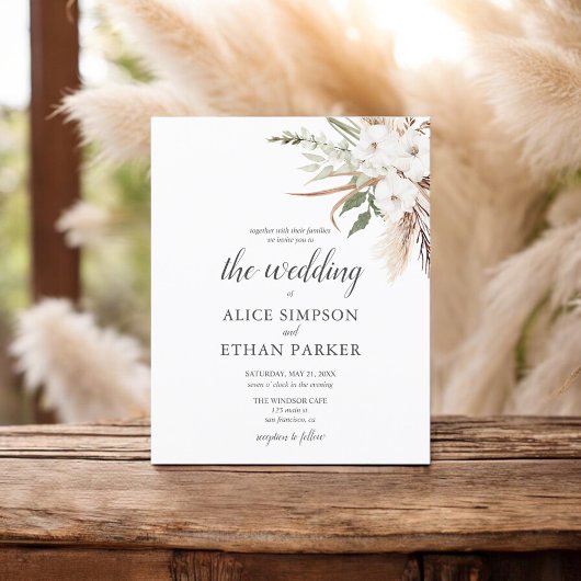 Papier Budget Boho Green Pampa Grass Mariage