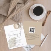 Papier Budget Boho Gris Beige QR Code Faire-part de maria