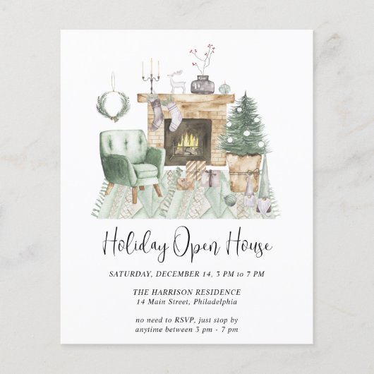 Papier Budget Boho Holiday Open House Invitation (Devant)