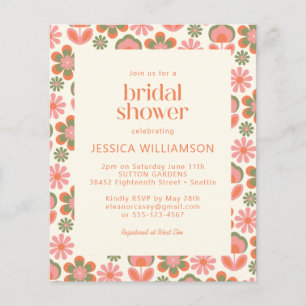 Papier Budget Boho les années 70 Fleurs rose Fête des mar