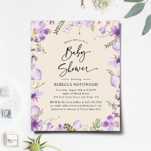 Papier Budget Boho Lilac Florals Baby shower Invitation