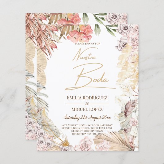 Papier BUDGET BOHO Mariage Inviter téléchargement numériq (Devant / Derrière)