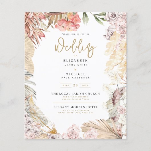 Papier BUDGET BOHO Mariage Inviter téléchargement numériq (Devant)
