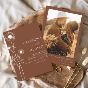 Papier Budget Boho Moderne Floral Mariages Invitations