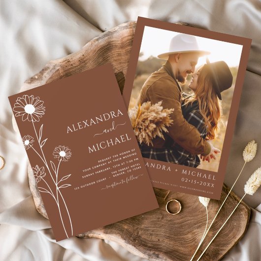 Papier Budget Boho Moderne Floral Mariages Invitations