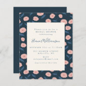 Papier Budget Boho Navy Flowers Invitation Fête des marié (Devant / Derrière)