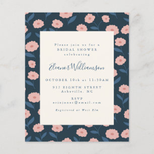 Papier Budget Boho Navy Flowers Invitation Fête des marié